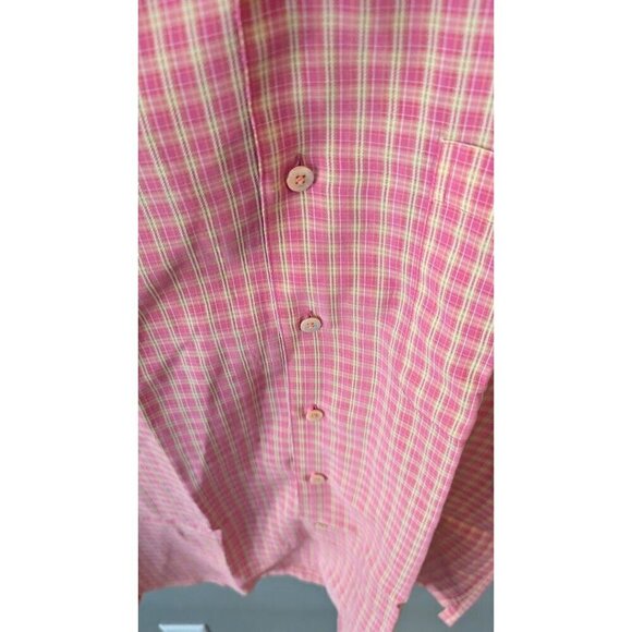 Bugatchi Uomo Shirt Men's Button Up Classic Fit Large Plaid Coral/Orange - Picture 5 of 7